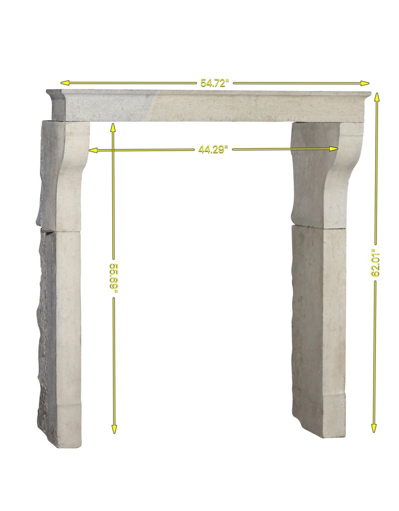 French Elegant Rustic Limestone Fireplace