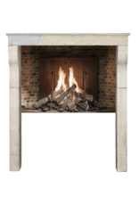 French Elegant Rustic Limestone Fireplace