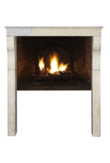 French Elegant Rustic Limestone Fireplace