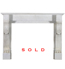Unusual 19Th Century Elements Fireplace Surround In White Marble