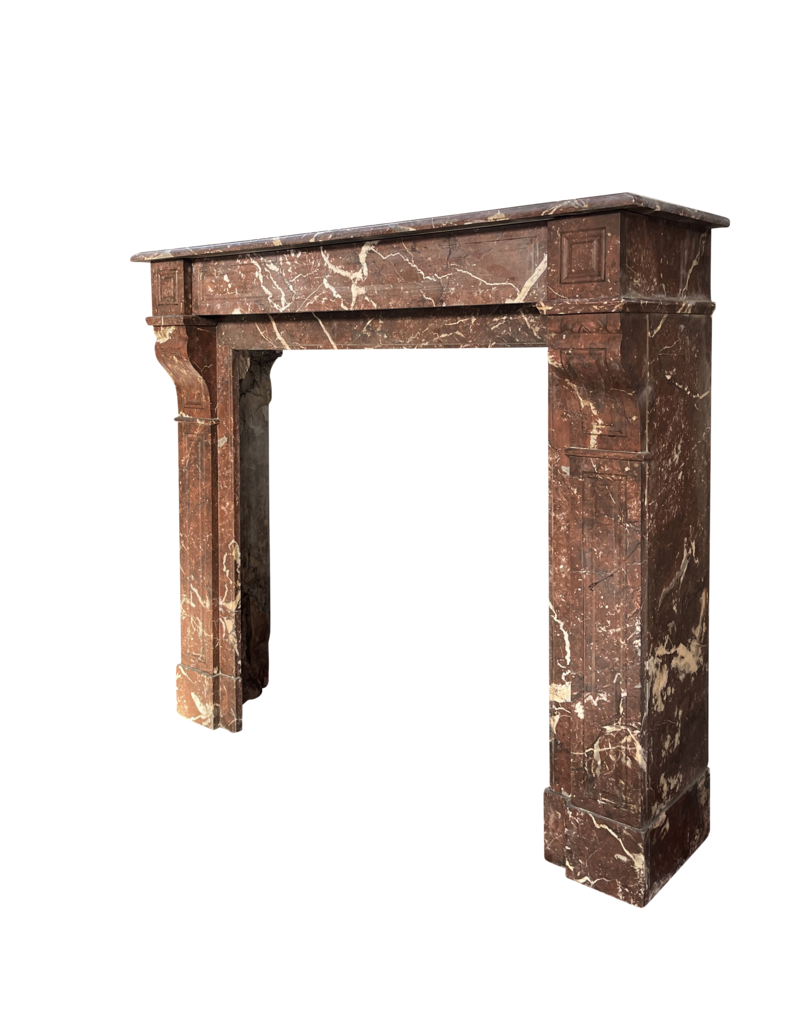 Maison Leon Van den Bogaert Small Belgian Antique Fireplace Surround In Brown Marble