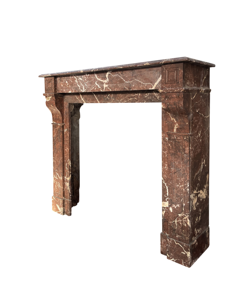 Small Belgian Antique Fireplace Surround In Brown Marble