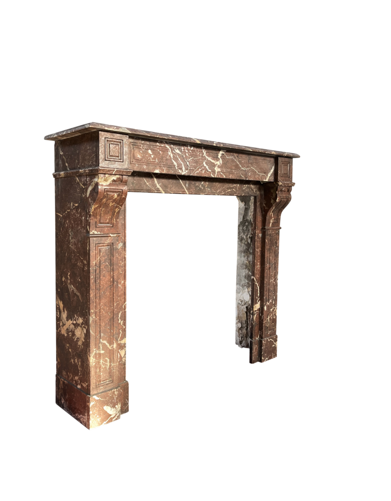 Small Belgian Antique Fireplace Surround In Brown Marble