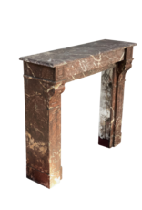 Maison Leon Van den Bogaert Small Belgian Antique Fireplace Surround In Brown Marble