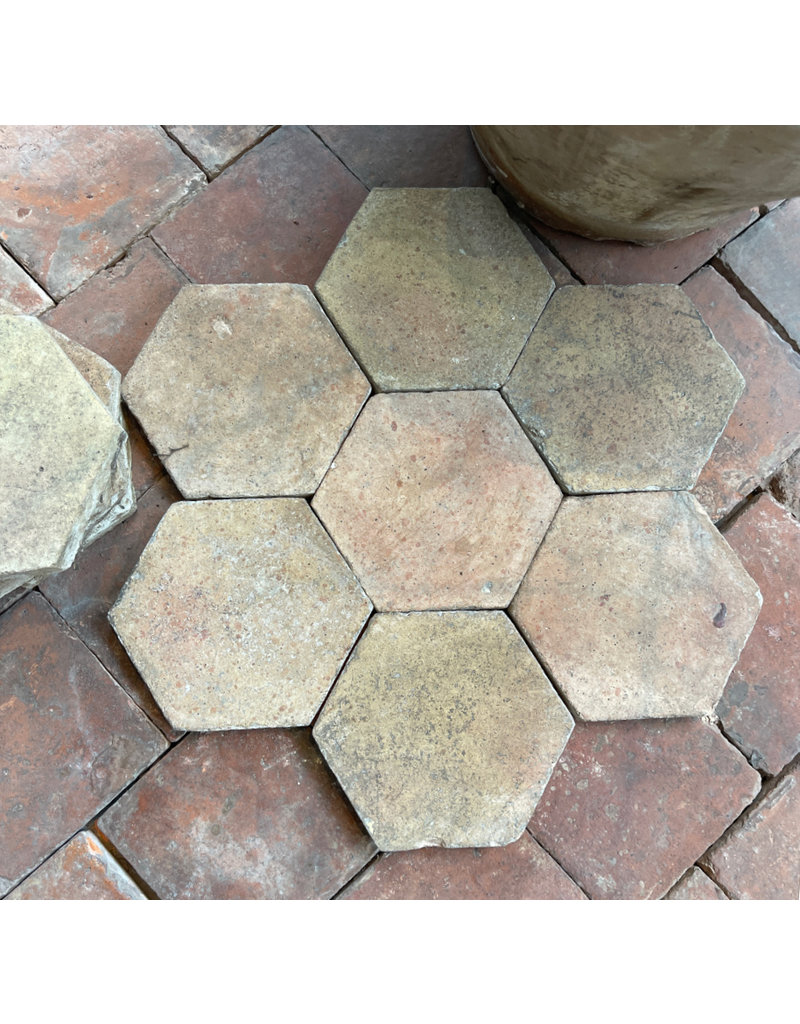 Antique Burgundy Hexagonal Terra Cotta Tiles