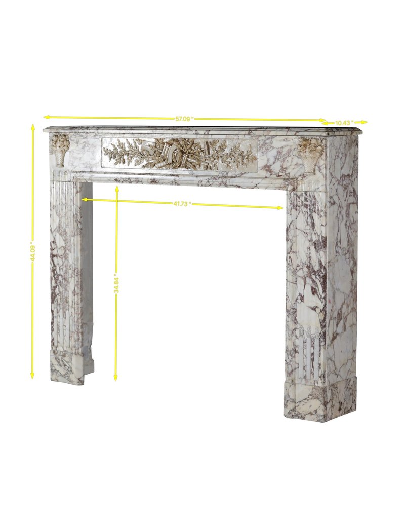 Phenomenal Breccia Marble Antique Fireplace