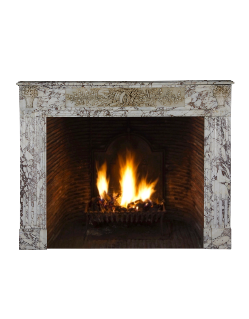 Phenomenal Breccia Marble Antique Fireplace