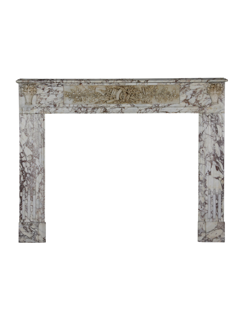 Phenomenal Breccia Marble Antique Fireplace