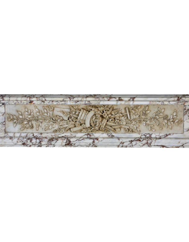 Phenomenal Breccia Marble Antique Fireplace