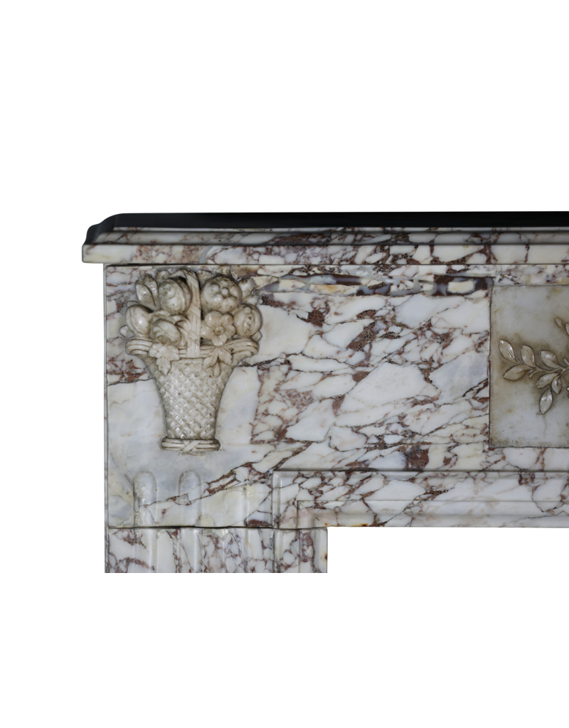 Phenomenal Breccia Marble Antique Fireplace