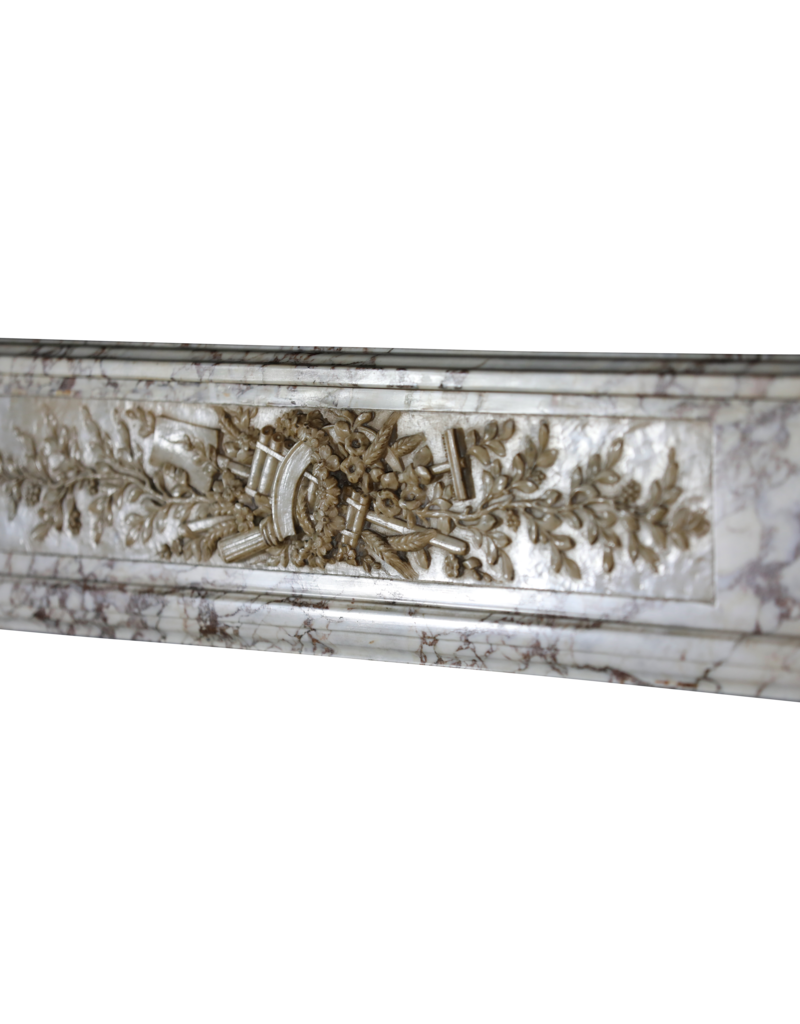 Phenomenal Breccia Marble Antique Fireplace