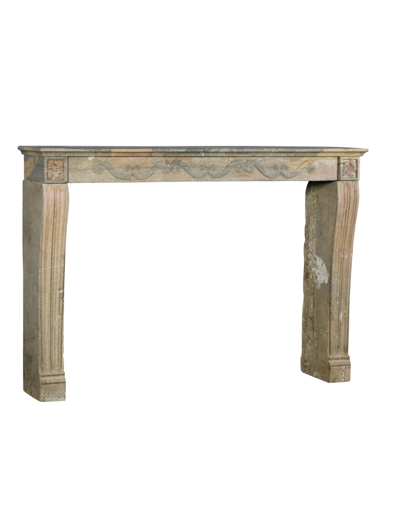 French Timeless Rustic Bicolor Stone Fireplace