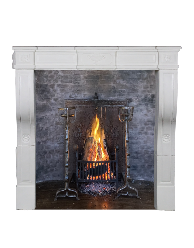 Vintage White Lime-Washed Fireplace