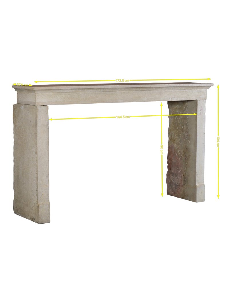 Antique Raw Limestone Fireplace