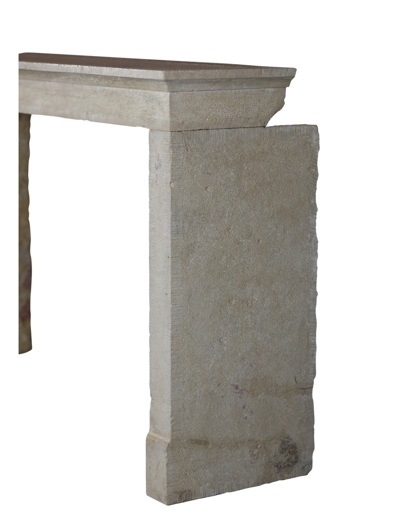 Antique Raw Limestone Fireplace