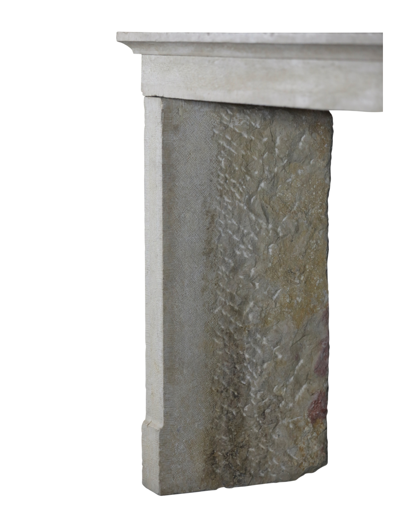 Antique Raw Limestone Fireplace