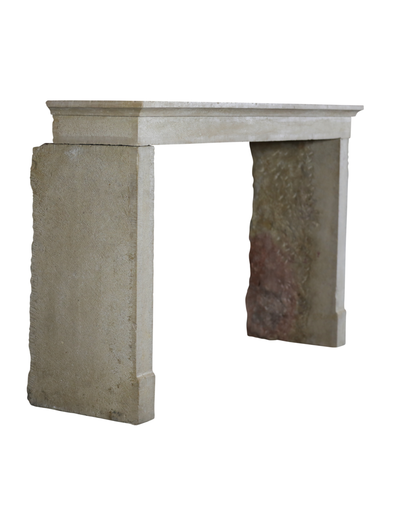 Antique Raw Limestone Fireplace