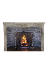 Grand French Rustic Style Limestone Fireplace