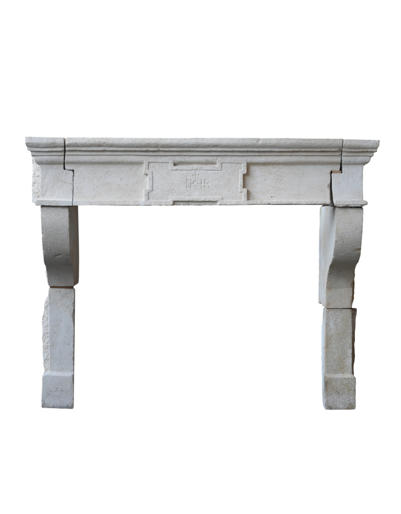 Grand French Abbey Limestone Fireplace