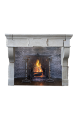 Grand French Abbey Limestone Fireplace