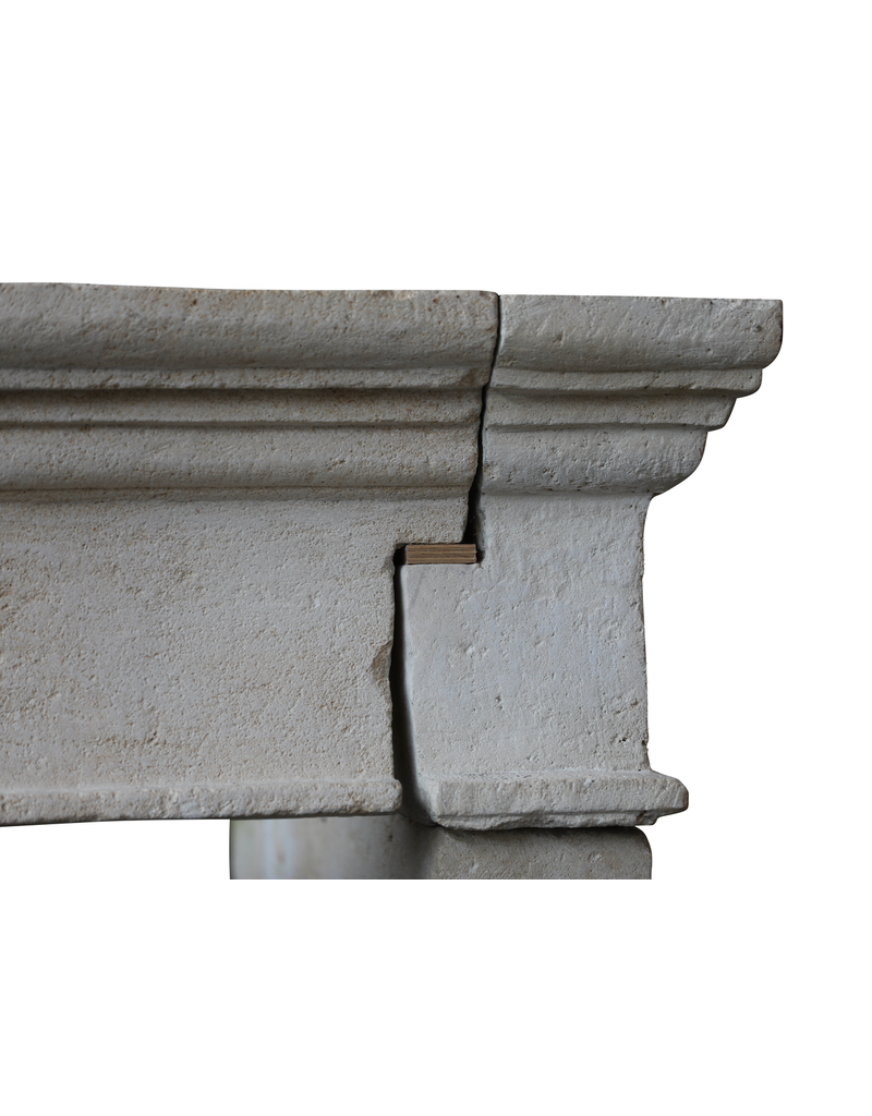 Grand French Abbey Limestone Fireplace