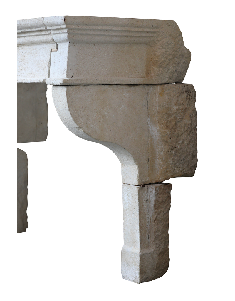 Grand French Abbey Limestone Fireplace