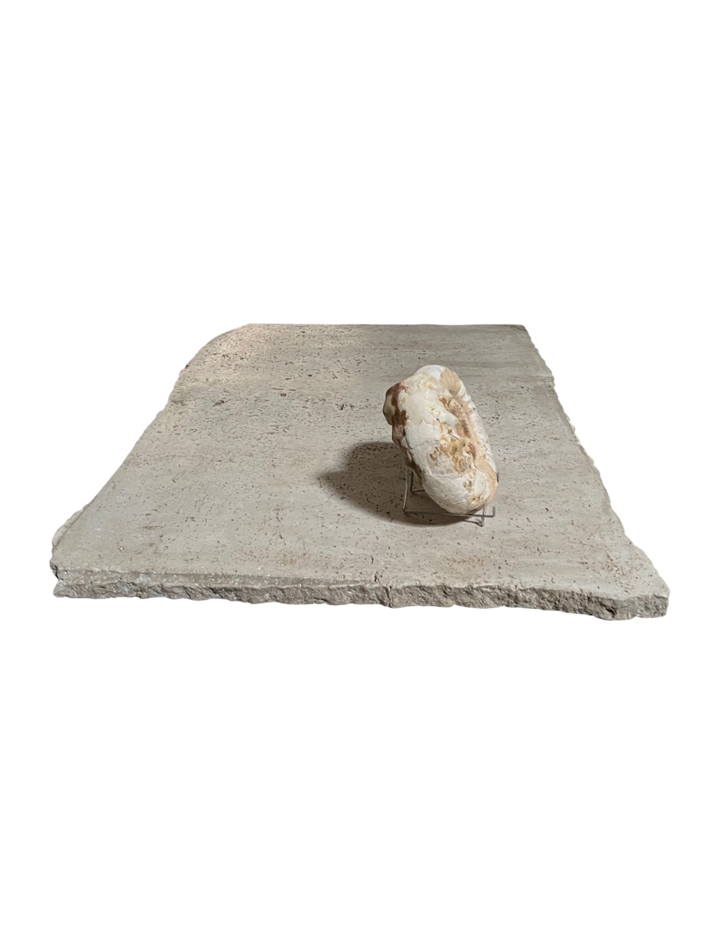 Maison Leon Van den Bogaert Tablette De Table En Travertin Beige Intemporel Et Inhabituel