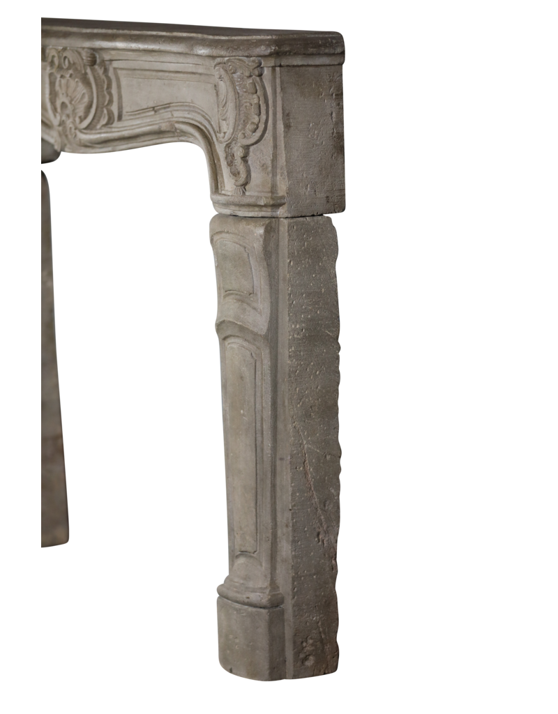 Antique French Rustic Limestone Fireplace Surround