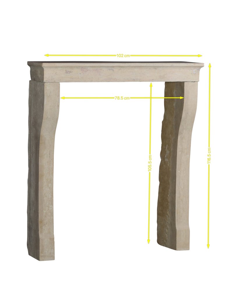 Maison Leon Van den Bogaert Small Timeless Beige Limestone Fireplace