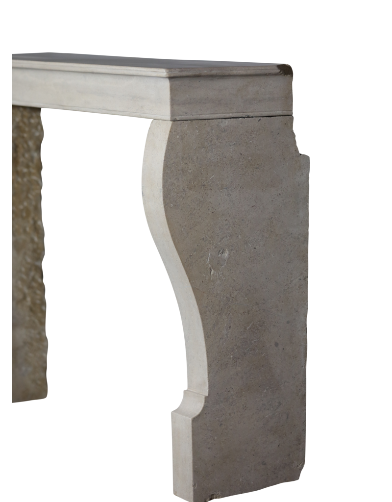 Small Timeless Beige Limestone Fireplace