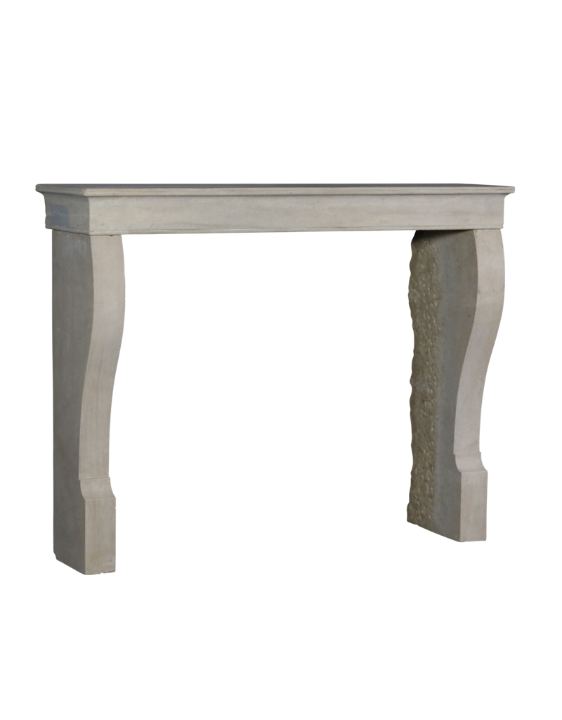 Small Timeless Beige Limestone Fireplace