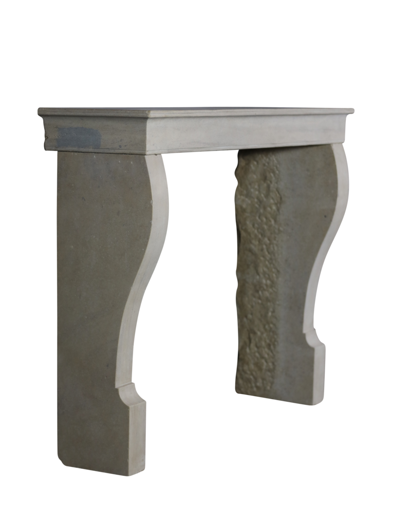 Small Timeless Beige Limestone Fireplace