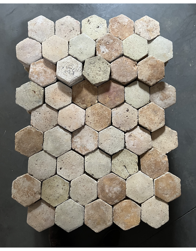 Antique Burgundy Hexagonal Terra Cotta Tiles