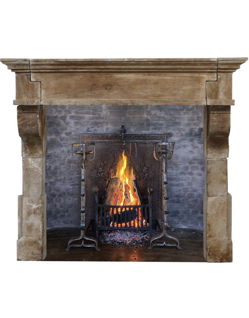 Classic Timeless French Rustic Limestone Fireplace Surround