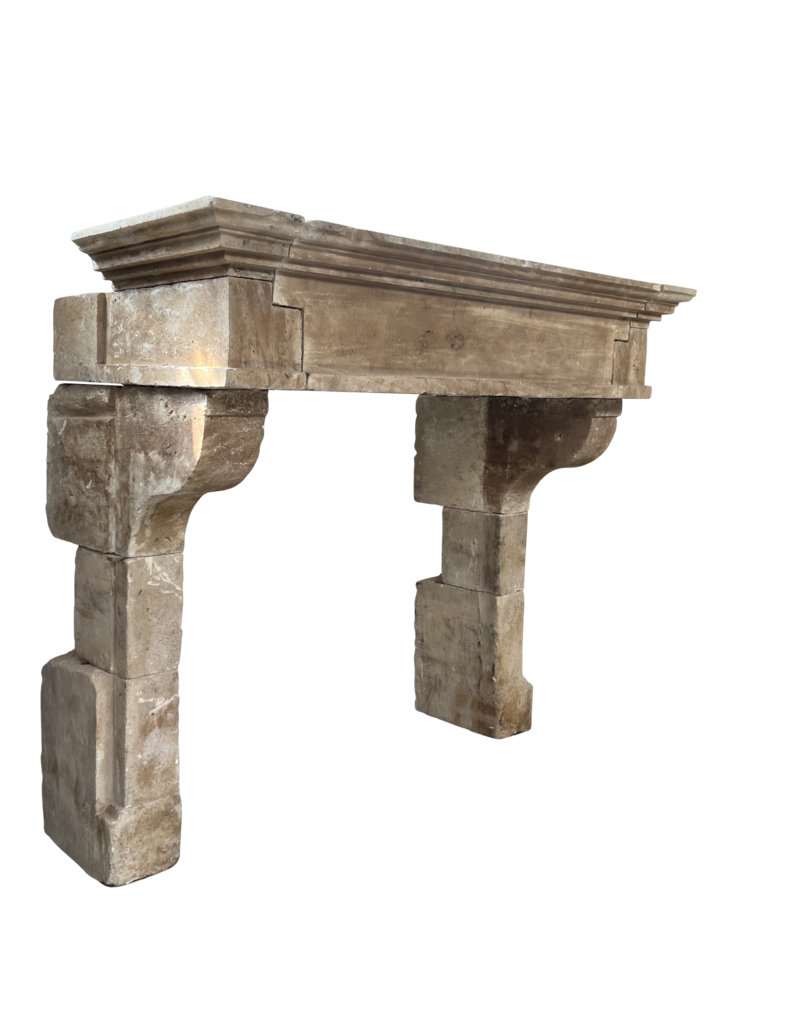 Classic Timeless French Rustic Limestone Fireplace Surround