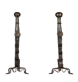 Maison Leon Van den Bogaert Chenêts Medieval Antiques En Fer Forgé