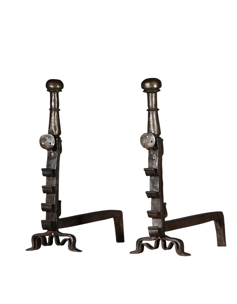 Fortified Cathars Castles Pair of Antique Andiron