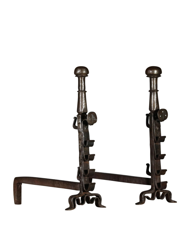 Fortified Cathars Castles Pair of Antique Andiron