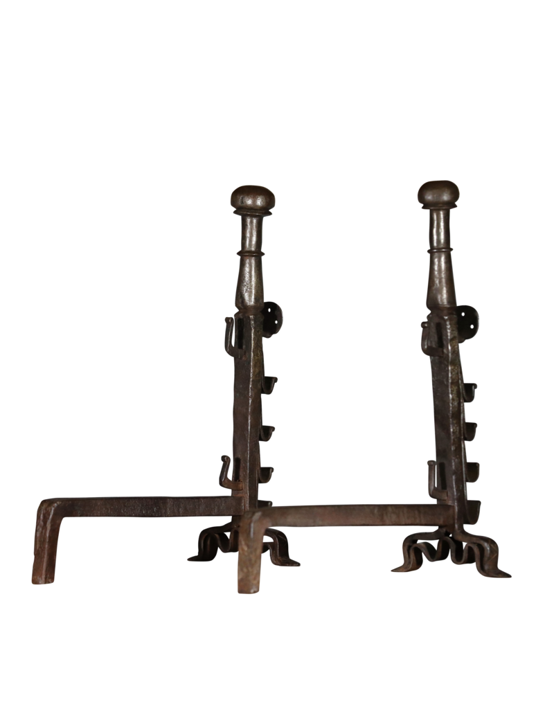 Fortified Cathars Castles Pair of Antique Andiron