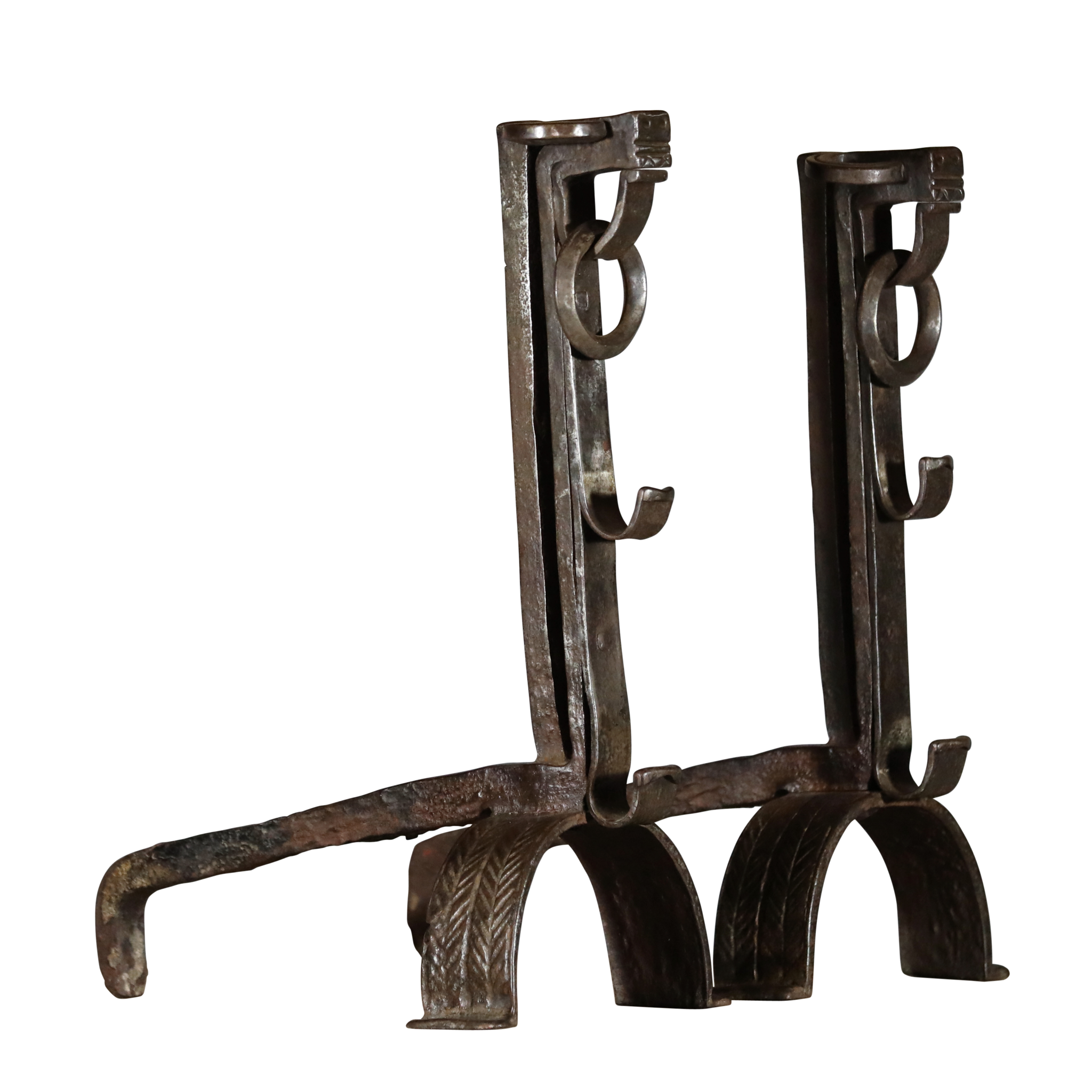 France, chenets de cheminée anciens, chenets de cheminée en fer, chenets de cheminée du 19ème siècle, décor de cheminée - France
