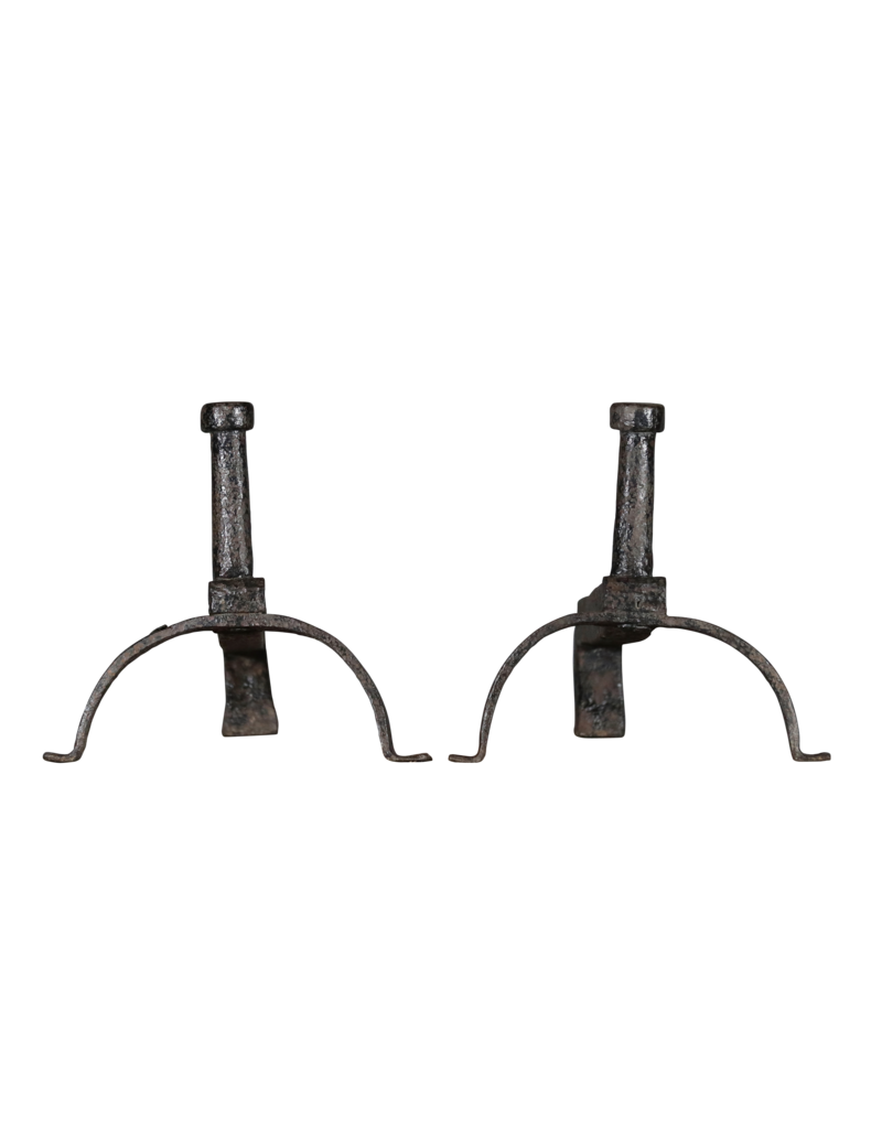 French Rustic Pair of Fireplace Objects