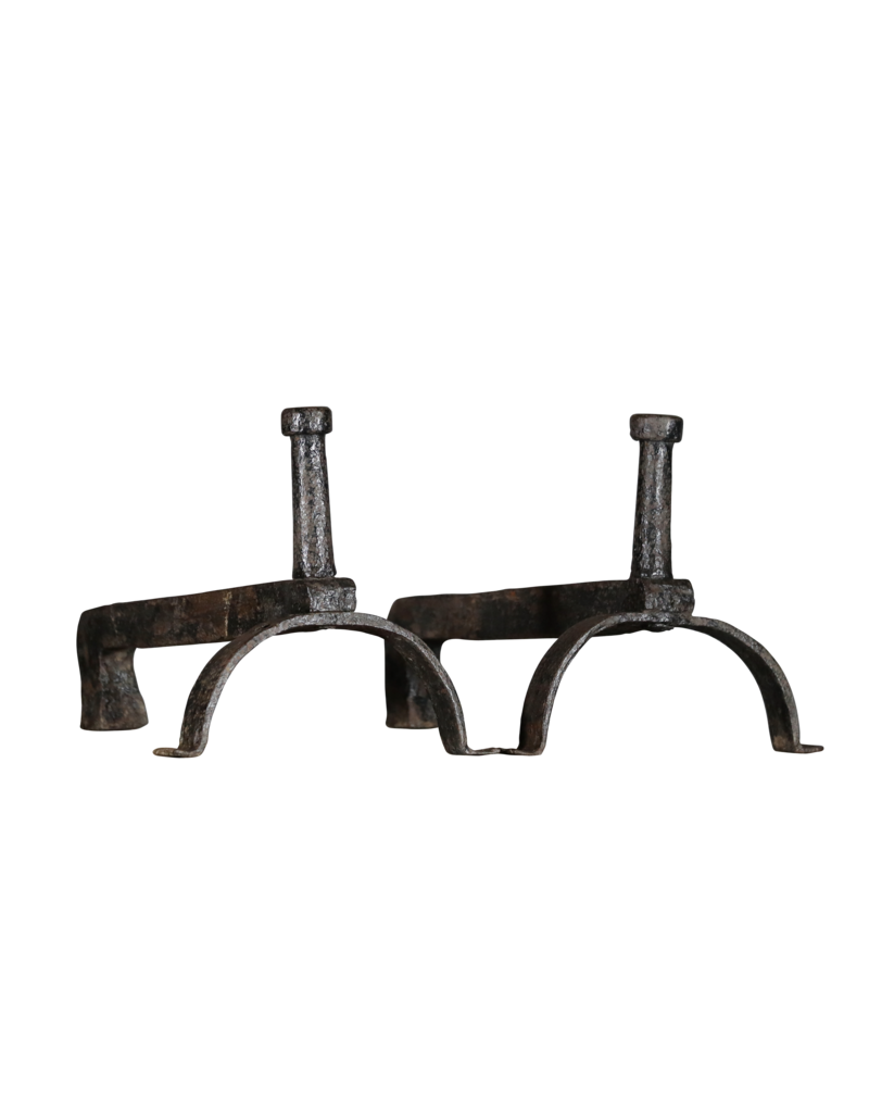 French Rustic Pair of Fireplace Objects