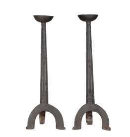 Maison Leon Van den Bogaert Original französischer Landier Andiron aus Gusseisen