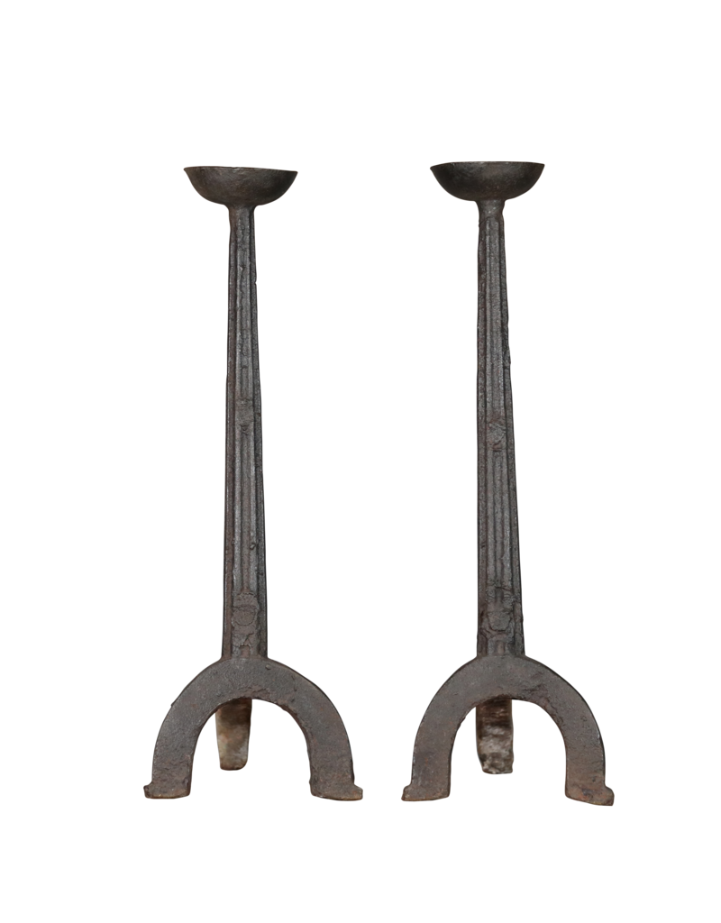 Maison Leon Van den Bogaert Früher französischer Landier-Feuerbock aus Gusseisen