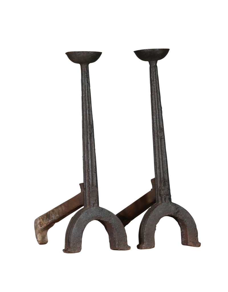 Maison Leon Van den Bogaert Früher französischer Landier-Feuerbock aus Gusseisen