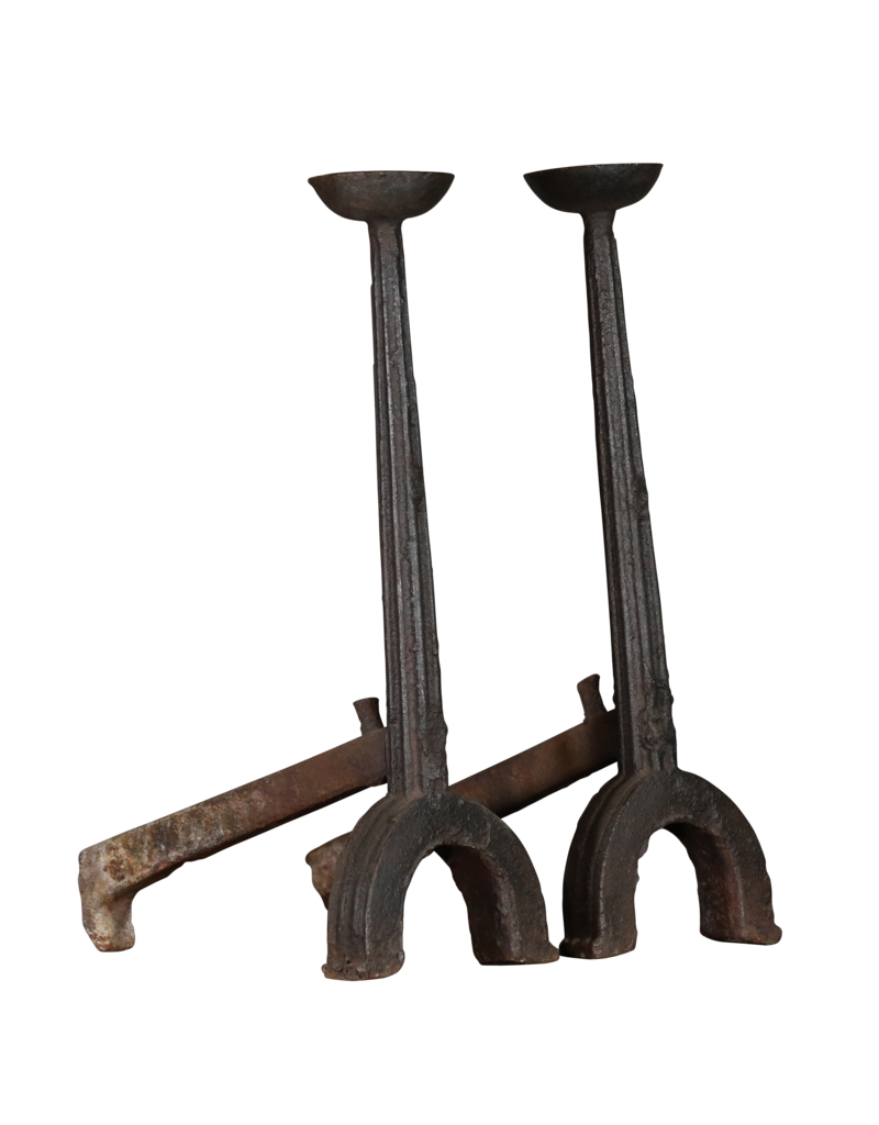 Maison Leon Van den Bogaert Früher französischer Landier-Feuerbock aus Gusseisen