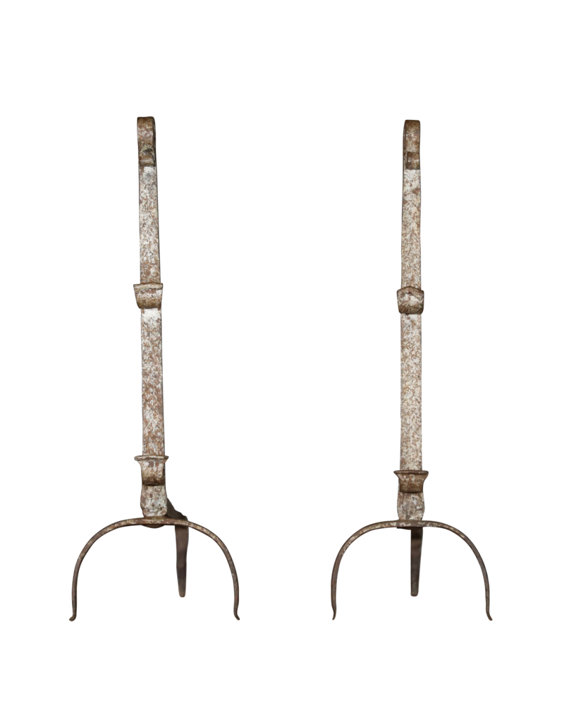 Maison Leon Van den Bogaert Elegant Frans Rustiek Paar Vuurbokken