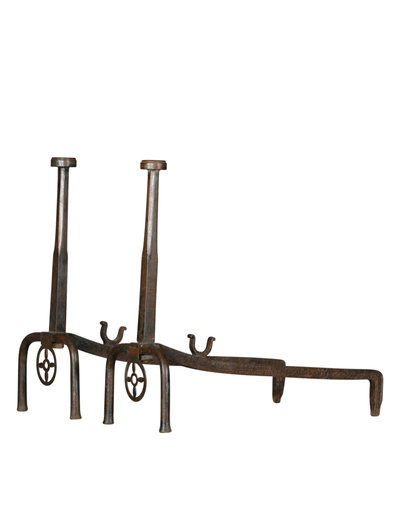 Solid French Pair of Fireplace Andiron