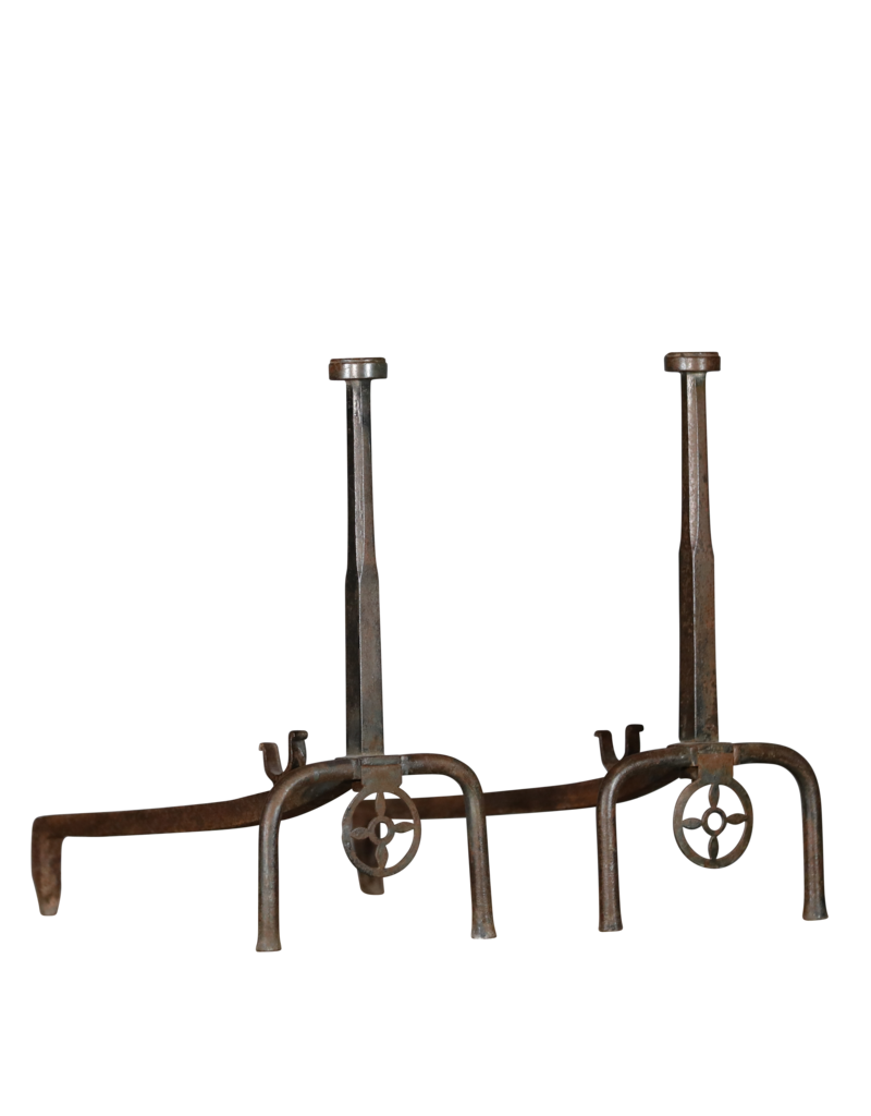 Solid French Pair of Fireplace Andiron