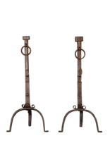 French Solid Pair of Fireplace Tools